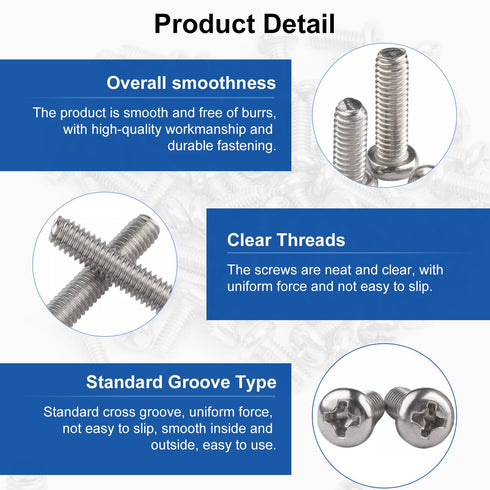 MroMax M5-0.8x90mm Pan Head Phillips Machine Screws 304 Stainless Steel Metric Cross Head Screws Bolts Fasteners Fully Threaded Silver Gray 10Pcs...