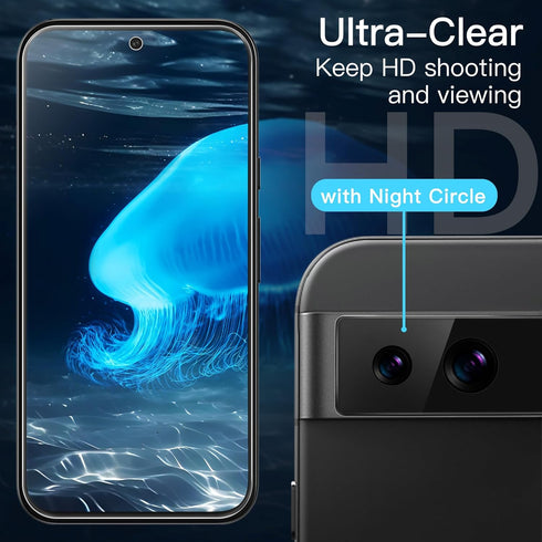 JETech Screen Protector for Google Pixel 8a 6.1-Inch with Camera Lens Protector, Easy Installation Tool, Fingerprint Compatible, Tempered Glass Fi...