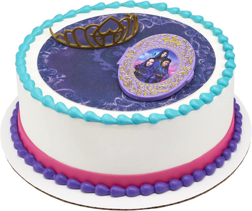 DecoSet® Disney Descendants 3 Good 2 B Bad Cake Topper, 2-Pc Disney Descendants Decorations Set with Golden Tiara and Oversized Compact...