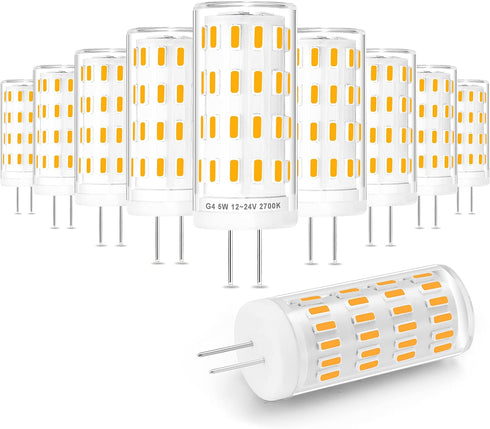 G4 T3 LED Landscape Bulbs 5W 12~24V, G4 40W 35W Halogen Equivalent,2700k Soft Warm White,Low Voltage G4 JC Bi-Pin Light Bulbs for Outdoor Deck Sta...