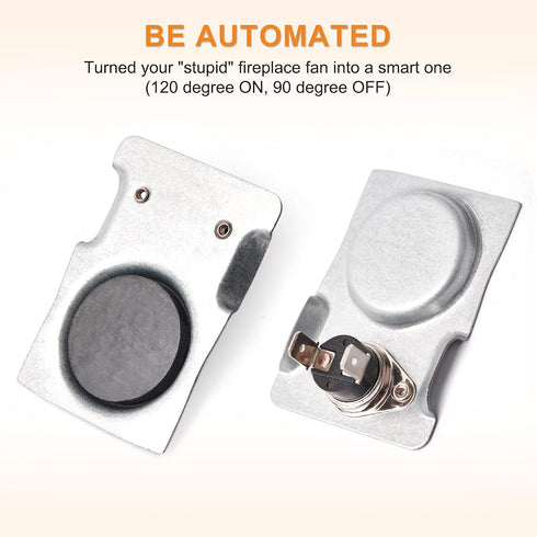 Adviace Magnetic Automatic Thermostat Sensor Switch with High temperature Rated Wiring for Fireplace and Stove Blower Fan Kit Applications, Automa...