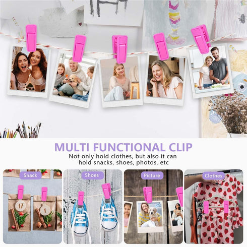 40 Pcs Plastic Baby Hanger Clips Slim-line Finger Clips Set for Clothes Hanger Velvet Hanger (Pink)...