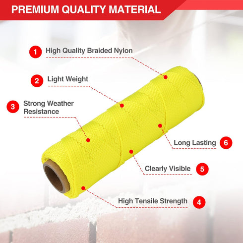 Goldblatt Mason Line,250 Feet #18 Braided Nylon String Line, Nylon Twine for Gardening or Masonry Tools, Perfect Construction String for A String ...