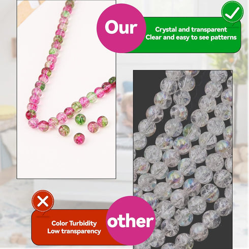 60Pcs 6mm Natural Crystal Beads, Crystal Bulk Loose Beads Crafting Supplies Kits, Crystal Quartz Gemstones Beads for DIY Bracelet Necklace Earring...