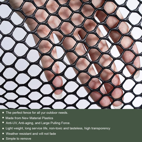 Plastic Chicken Wire Fencing 12'' x 10ft Black Chicken Wire Mesh Fence Poultry Netting for Crafts, Plastic Garden Fencing, Floral Chicken Wire...