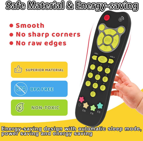 Baby TV Remote Toy, Toddlers Remote Control Toy Kids Realistic Play Remote Early Educational Baby Musical Toys with Light and Sound English French...