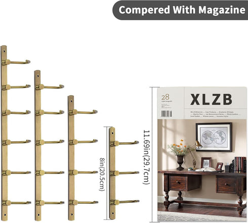 WINCASE Brass Towel Hook Rack, Brushed Brass Wall Hook Rack, Antique Brass Row Hooks with 4 Hooks Rustic Wall Mounted...