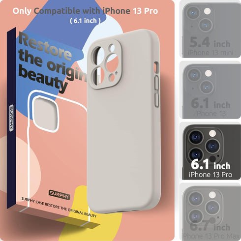 SURPHY Compatible with iPhone 13 Pro Case with Screen Protector, (Camera Protection + Soft Microfiber Lining) Liquid Silicone Phone Case 6.1 inch ...