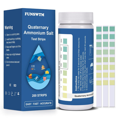 Quaternary Ammonium Test Quat Test Strips: 200 Strips Quaternary Test Strips - Testing range 0-500ppm for Food Service...