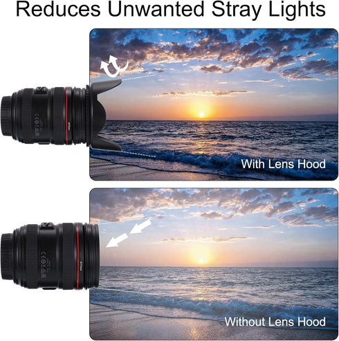 PATIKIL 52mm Camera Lens Hood, Reversible Flower Lens Hood Protector with Cloth for Anti-Reflection Blocks Excess Sunlight Enhance Photography for...