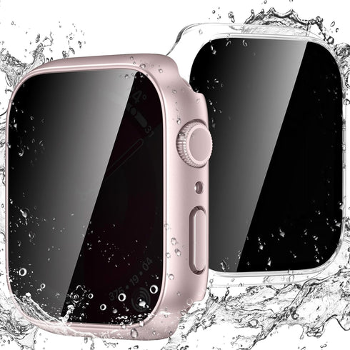 Goton Waterproof Privacy Case for Apple Watch Series 9 8 7 6 5 4 SE Ultra 40mm 44mm 41mm 45mm 49mm, Hard PC Bumper Tempered Glass Screen Protector...
