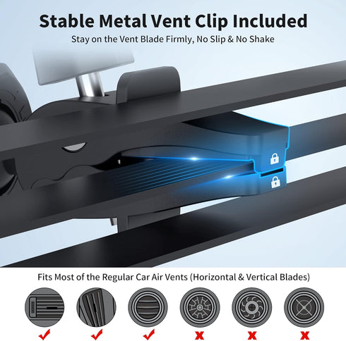 PROfezzion CD Slot & Vent Clip Combo Magnetic Phone Holder Compatible with MagSafe on Car CD Slot or Vent for iPhone 15 14 13 12 Pro Max Plus, Mag...