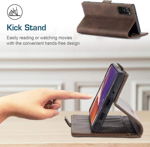 Samsung Galaxy Note 20 Wallet Case, Retro PU Leather Flip Magnetic Closure Protective Cover with Card Slots Cash Pockets with Kickstand for Samsun...