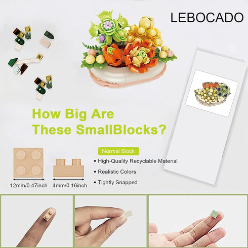 Mini Bloomscape DIY Succulent Building Kit - Create Your Botanical Oasis with 389PCS Construction Blocks (Not Compatible with Lego Set)...