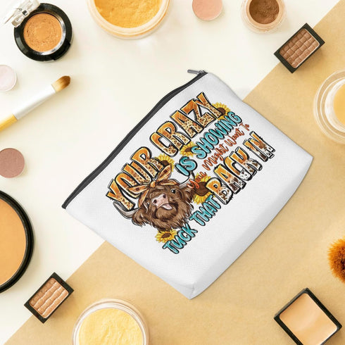 Funny Highland Cow Gift, Cow Gifts for Woman Western Makeup Bag, Cow Themed Gifts for Cow Lovers, Highland Cow Make Up Bag, Heifer Make Up Bags, H...