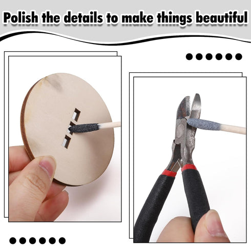 50 Pcs Sanding Sticks, Double End Matchsticks Fine Detailing Polishing Stick with Storage Box for Plastic Models Wood Hobby Woodworking, 120/280 G...