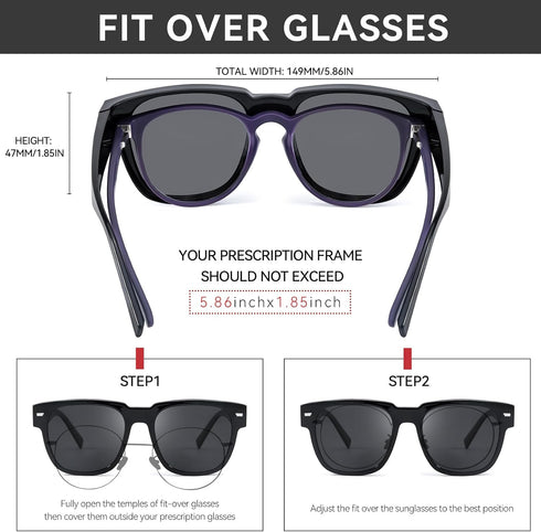 Lightweight TR90 Polarized Fit Over Sunglasses to Wear Over Your Prescription/Reading/Regular Glasses IF1010...