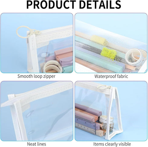 Stanaway Clear Pencil Bag Preppy- Chenille Varsity letter Cosmetic Bag Classy Waterproof Portable Transparent PVC Zipper Clutch Bag Pencil Bag for...