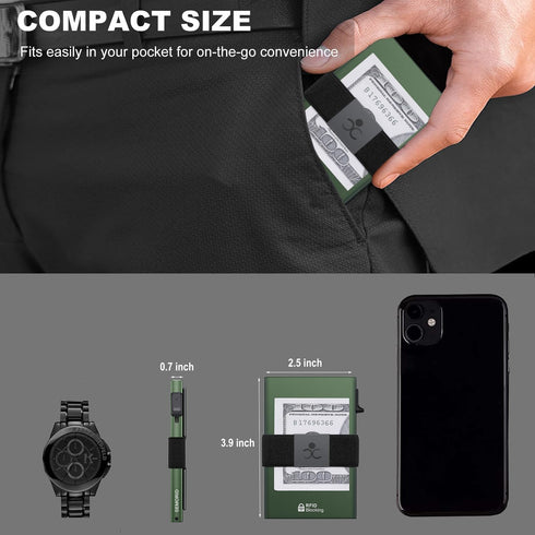 Slim Aluminum Card Holder Wallet - RFID Blocking Pop up Minimalist Wallet for Men | Front Pocket Smart Wallet Metal Card Case | Presents for Him (...