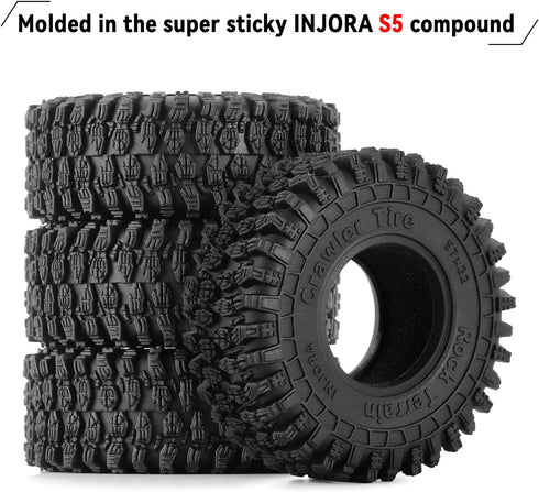 INJORA 1.0 Tires - 57 * 22mm S5 Super Soft Sticky Crawler Tires for TRX4M Axial AX24 SCX24 FCX24 Enduro24 Upgrade,T1016...