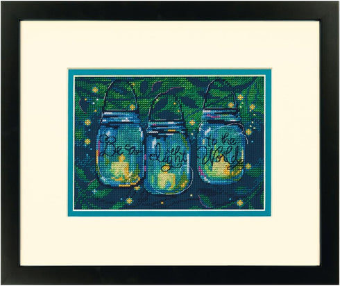 Dimensions Counted Cross Stitch Kit for Beginners, 'Be a Light', 14 Count Navy Aida, 7'' x 5''...
