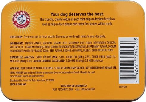 Arm & Hammer for Pets Tartar Control Dental Mints for Dogs Dog Dental Mints Reduce Plaque & Tartar Buildup for All Dogs Beef Flavor (Pack of 2)...