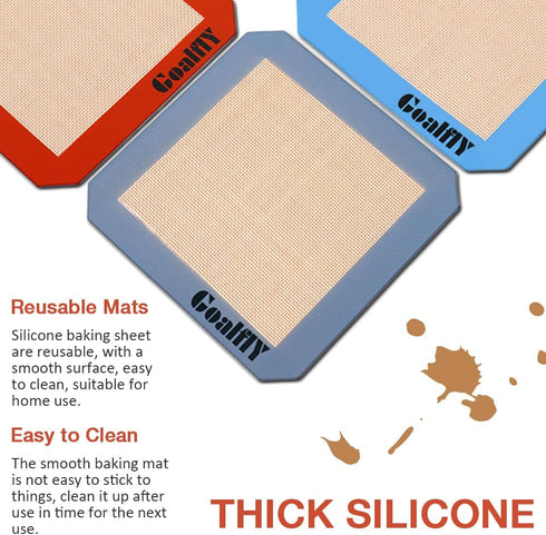 8 Inch Square Silicone Baking Mat, Set of 3 Silicone Cooking Mat for 8 Inch Cake Pan, Silicone Mat for Baking, Silicone Mat for Baking Sheet (Red,...