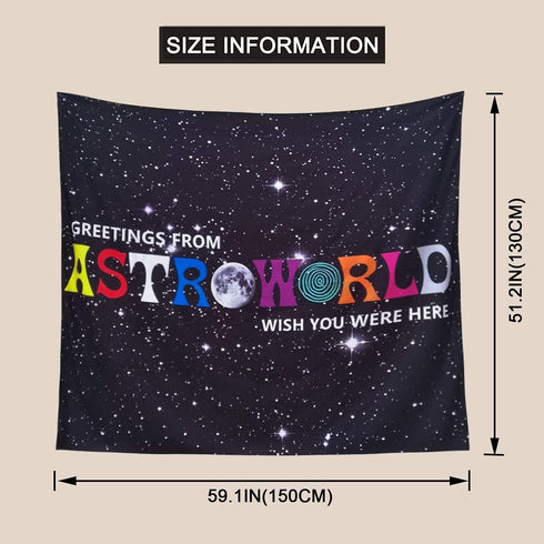 Astronomical World Funny Black Flags Tapestry Wish You Were Here 4.3x5 Feet Flag Banner - Unique Black and White Home Decor for College Dorm Room,...
