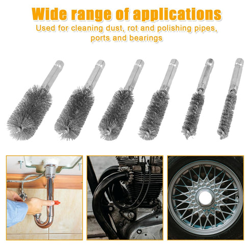 10pcs Stainless Steel Wire Bore Brushes, Wire Brush for Drill for Cleaning with 1/4 Inch Hex Shank Pipe Cleaning Brush Copper Pipe Cleaner Twisted...