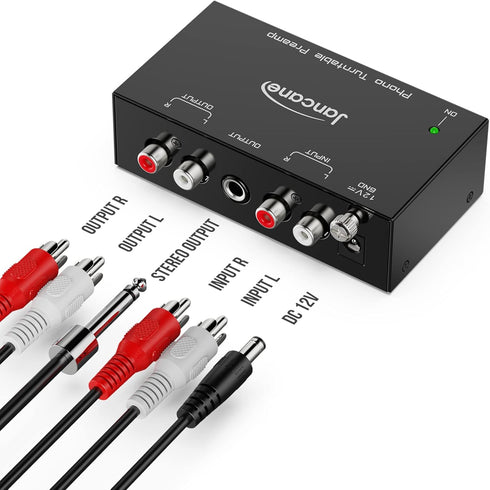 Phono Preamp for Turntable- Mini Electronic Audio Stereo Phonograph Preamplifier with RCA Input, RCA/TRS Output, Low Noise Operation, with 12 Volt...
