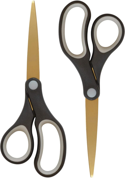 Westcott 55847 8-Inch Titanium-Bonded Scissors For Office and Home, Black/Gold, 2 Pack...