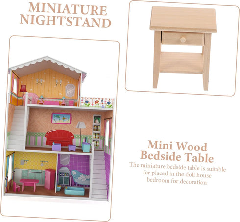 SAFIGLE Doll House Side Cabinet Miniature Bedside Table Miniature Bedside Cabinet Dollhouse Bookshelf an Fittings Doll House Furniture Nightstand ...