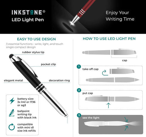 Merry Christmas Engraved Gift Pen with LED Light and Stylus Tip - Professional Corporate Business Gifts for Company Employees Staff and Clients......