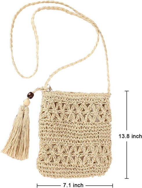 CHIC DIARY Small Straw Crossbody Bag Women Weave Rattan Shoulder Bag Beach Shoulder Purse with Tassel...