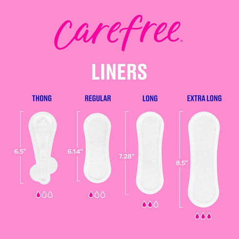 Carefree Panty Liners for Women, Regular, Wrapped, Unscented, 54ct | Pantiliners, Carefree Liners, Daily Liners for Women, Light Periods and Leaks...