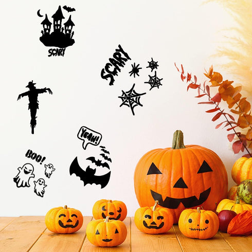 21 PCS Halloween Stencils for Painting on Wood,Halloween Crafts,Plastic Drawing Painting Spraying Template,Reusable Pumpkin bat Scarecrow Painting...