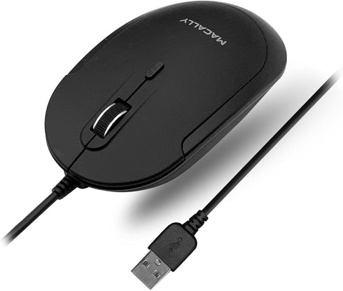 Computer Mouse Wired, Macally Silent USB Mouse - Slim & Compact USB Mouse for Apple Mac or Windows PC Laptop/Desktop - Designed with Optical Senso...