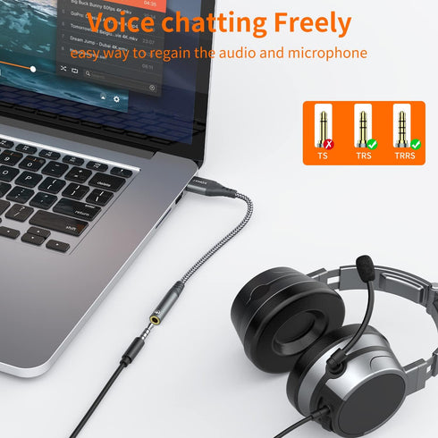 JXMOX USB to 3.5mm Jack Audio Adapter, (2-Pack) USB to Audio Jack Adapter Headset, USB-A to 3.5mm TRRS 4-Pole Female, External Stereo Sound Card f...