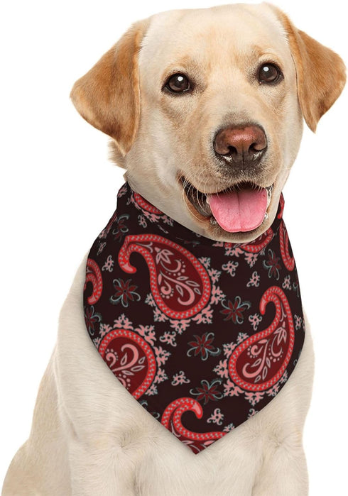 Paisley Red Dog Bandana Scarf Triangle Bibs Pet Accessories Cat Kerchief...