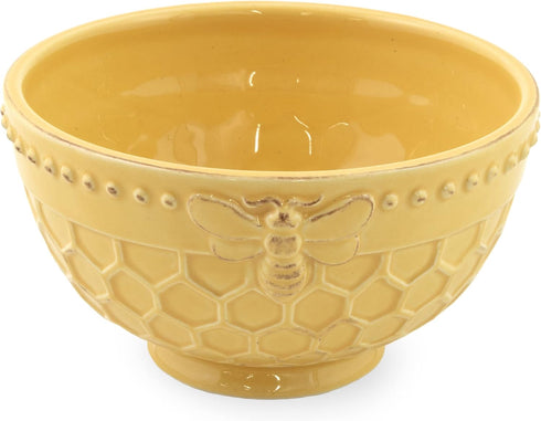 Boston International Embossed Stoneware Cereal/Small Serving Bowl, 5.5 x 3-Inches, Honeycomb...