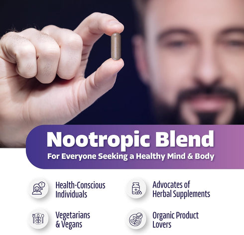 Nano Choice Nootropic Blend - Mushroom Complex Supplement for Brain, Focus, Productivity & Immune Support | Non-GMO, Vegan, Made in USA | 120 Caps...