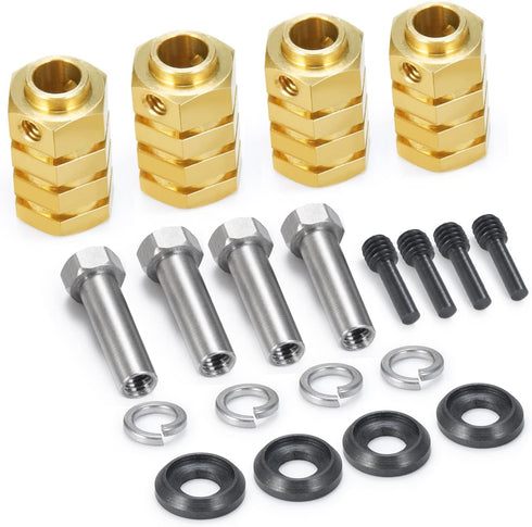 RCLIONS 12mm Brass Wheels Spacers +20mm Extension Wheel Hubs Hex for TRX4 1/10 RC Crawler Truck Car...
