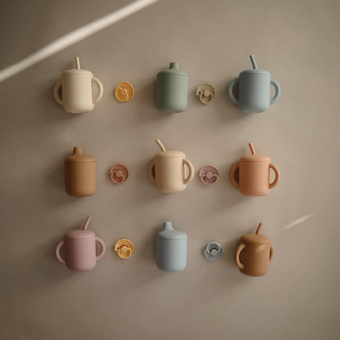 mushie 100% Silicone Training Cup & Straw for Toddlers | 6 Months+ (Shifting Sand)...