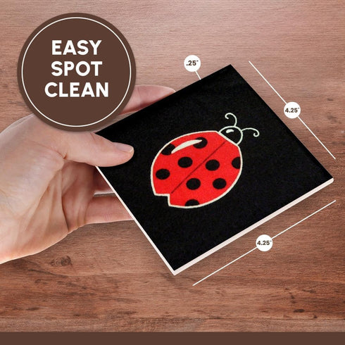3dRose CST_22186_3 Lily Ladybug Ceramic Tile Coasters, Set of 4...