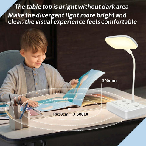 LED Desk Lamp with 2 USB Charging Port and 4 AC Power Outlet, Table Lamps 3 Lighting Modes, Eye-Caring Reading Lamp for Home Bedside Office...