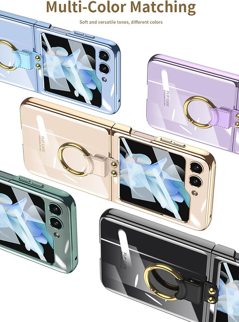 SHIEID Samsung Z Flip 5 Case with Ring, Galaxy Z Flip 5 Case with Screen Protector Electroplating Border Design Protective Cover for Samsung Galax...