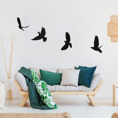 Blulu 4 Pieces Wooden Bird Wall Decor Flying Bird Sculptures Wall Art Decor Silhouette Art Wooden Sign for Home Living Room Bedroom Kitchen Hangin...