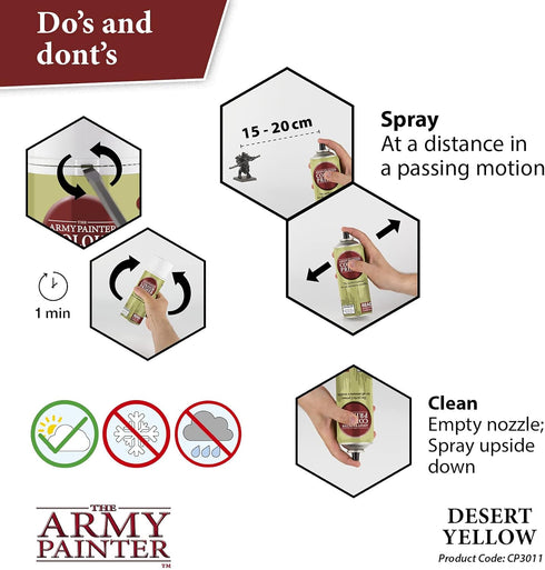 The Army Painter Color Primer Spray Paint, Desert Yellow, 400ml, 13.5oz - Acrylic Spray Undercoat for Miniature Painting - Spray Primer for Plasti...