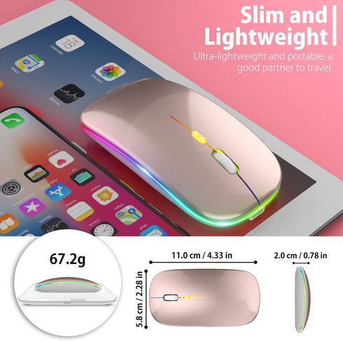 ?Upgrade? LED Wireless Mouse, Slim Silent Mouse 2.4G Portable Mobile Optical Office Mouse with USB & Type-c Receiver, 3 Adjustable DPI Levels for ...