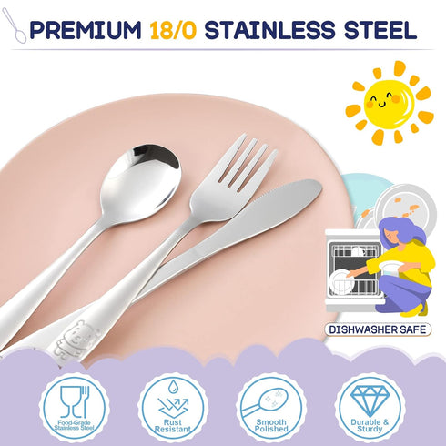 VITEVER 10-Piece Toddler Utensils, Kids Stainless Steel Silverware Set, Children Safe Forks and Spoons - Mirror Polished, Dishwasher Safe...